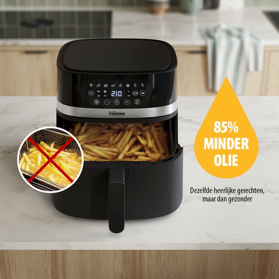 Tristar Airfryer FR-9418 – 8 l – Großes Fassungsvermögen XXL – PFAS-frei – 7 Programme – Warmhaltefunktion – 2000 Watt