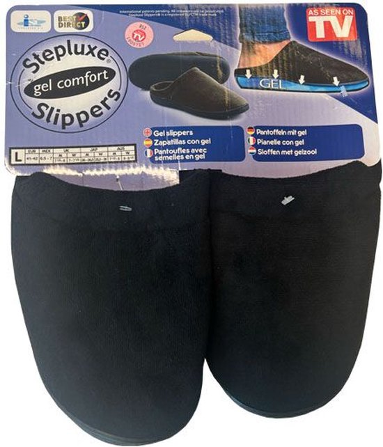 Stepluxe Gel Hausschuhe - Größe 41/42 - Universal Hausschuhe - Schwarz