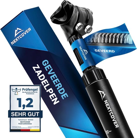 NEXTCOVER® Federsattelstütze - Das Original - Sattelstütze - 31.6 mm Durchmesser - Comfort-Spring Technologie - Mit Federung - Schwarz