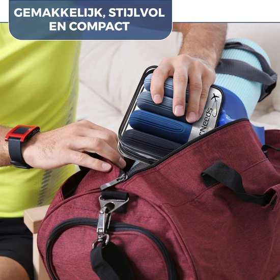 EverNeeds Reiseflaschen mit Etui - Nachfüllbar - Silikon-Reiseflaschen Handgepäck - Blau - 4 Stück