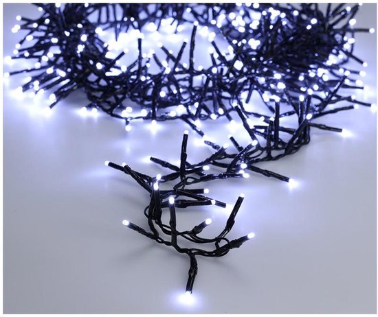 Maxi Cluster Weihnachtsbeleuchtung - 800 led - 12m - (Eis) weiß - Timer - Lichtfunktionen -Outdoor-Indoor Memory