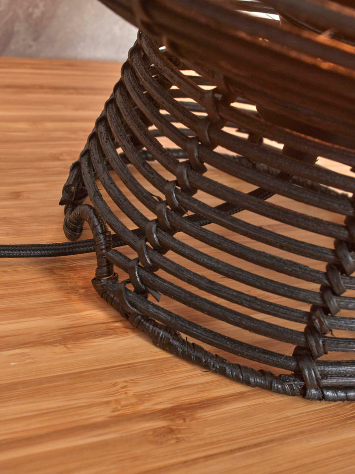 Good&Mojo TANAMI Tischleuchte 30 cm - Schwarzes Rattan - Langlebiges Design - Ø27 cm