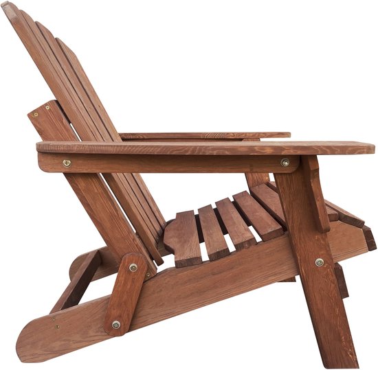 AXI Rosalie Adirondack Stuhl Coffee – Loungesessel aus Holz mit Armlehnen – Zusammenklappbar – Hohe Rückenlehne – Gartenstuhl – 75,5 x 86,5 x 85 cm – 100 % FSC-zertifiziertes Hemlock-Holz
