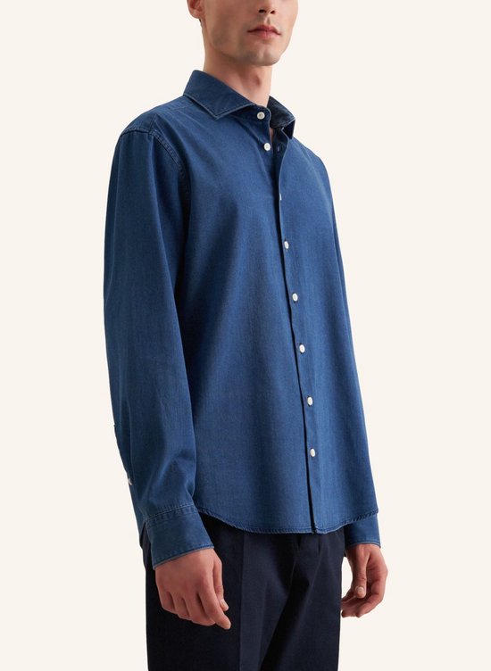 Seidensticker regular fit Hemd - Twill - blau - bügelfrei - Cord Größe: 42