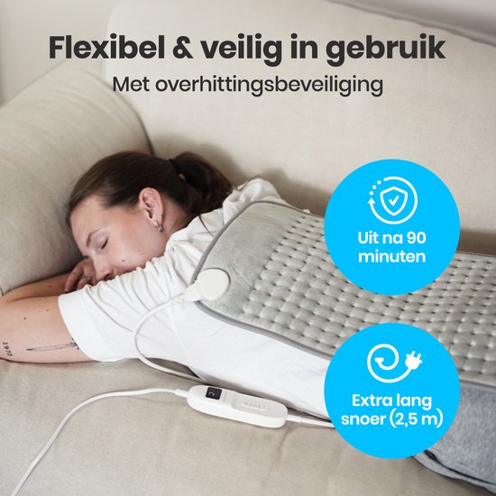 Auronic Heat Pillow Electric - XXL - 60x30cm - Nacken und Schultern - waschbar - Heizkissen - Elektrisches Kissen - Grau