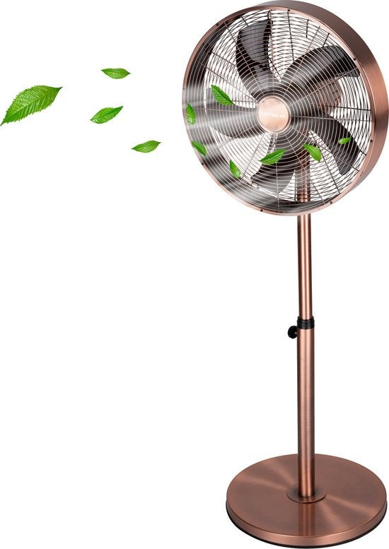 Lifetime Air Stativventilator - 230V - Höhe 85-125 CM - 3 Geschwindigkeiten - Oszillationsfunktion - Neigbar - Kupfer