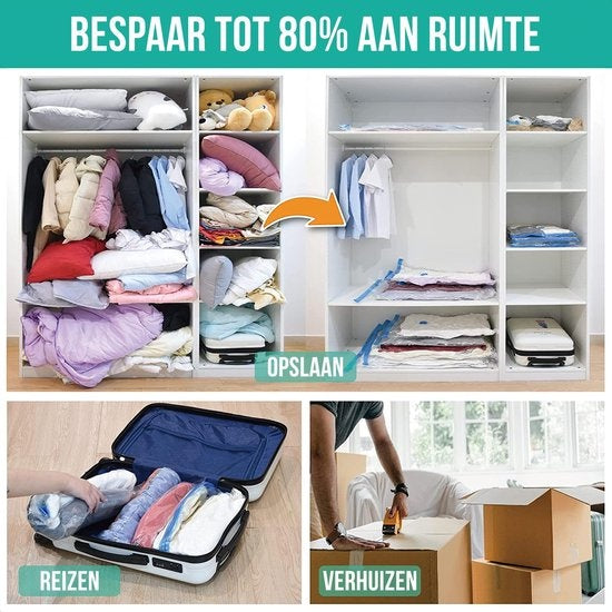 Strex Vacuum Bags Duvets & Clothes - 14 Stück / 4 Größen - Reisebeutel / Vakuumbeutel - inkl. Handpumpe
