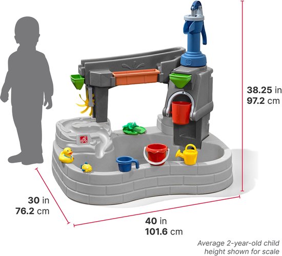 Step2 Pump & Splash Discovery Stone Pond Wassertisch – Mit Wasserpumpe, Eimer und 10 Zubehörteilen – Wasserspieltisch für Kleinkinder – Spielzeug für draußen ab 2 Jahren – Aktivitäts-Wassertisch für den Garten / den Außenbereich