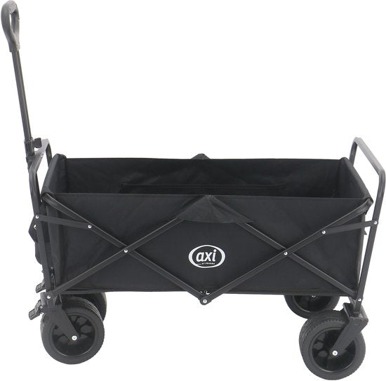 AXI AB131 Zusammenklappbarer Handwagen – Schwarz – Mit Zugstange, Bremsen und Schutzhülle – 100 kg Tragkraft – Einfach zu transportieren – Metall