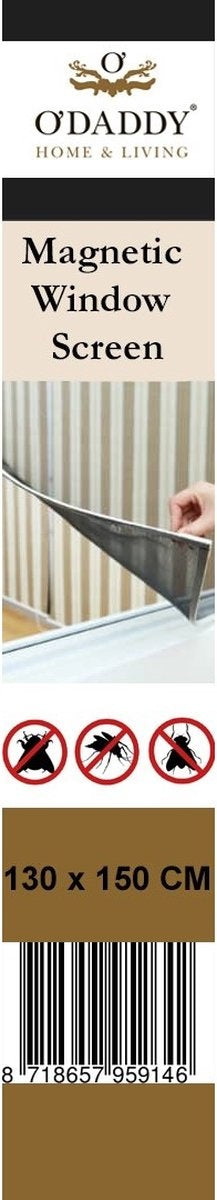 O'DADDYÂ¬Ã† Moskitonetz - Fenstergitter magnetisch rund - Maschengitter - 130 x 150 cm - Fliegengitter nach Maß - Gitter mit weißem Rand schwarze Maschen