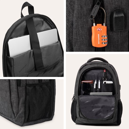 TRVLMORE Rucksack mit Lifetime - Rucksack mit 15.6 Zoll Laptopfach - Schultasche - Spritzwassergeschützt - Männer und Frauen - Jungen und Mädchen - 28L - Anthrazit