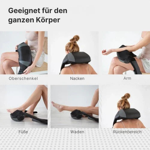 Auronic Shiatsu-Massagekissen - 8 Massageknöpfe - Mit Infrarot & Tragetasche – Schwarz