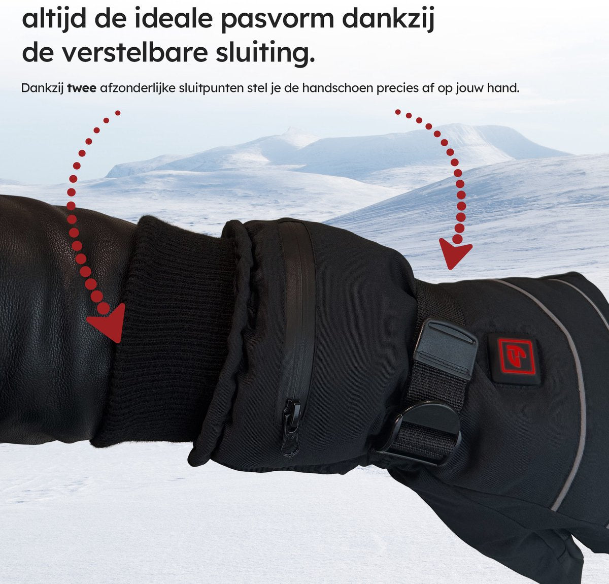 Saaf beheizte Handschuhe Pro M - 3 Positionen - Wiederaufladbar - Wasserdicht und winddicht - 28x11 cm - Schwarz