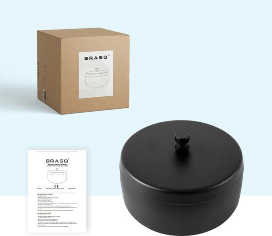 BRASQ Tischaschenbecher Schwarz mit Deckel - Edelstahl - 1 Liter Fassungsvermögen - Aschenbecher für den Innen- und Außenbereich