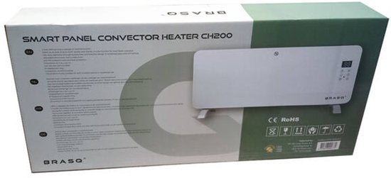 BRASQ Smart Convector Heater Weiß - Elektrische Heizung - Heizung mit WiFi bis zu 2000 Watt - 2 Einstellungen - Wasserdicht - bis zu 20M2