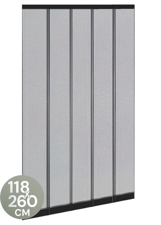 O'DADDY® Fliegengitter Lamellenvorhang - 118x260 cm - Türvorhang - Türtür - Verstellbares Design - Fiberglas - Türgitter Schwarz