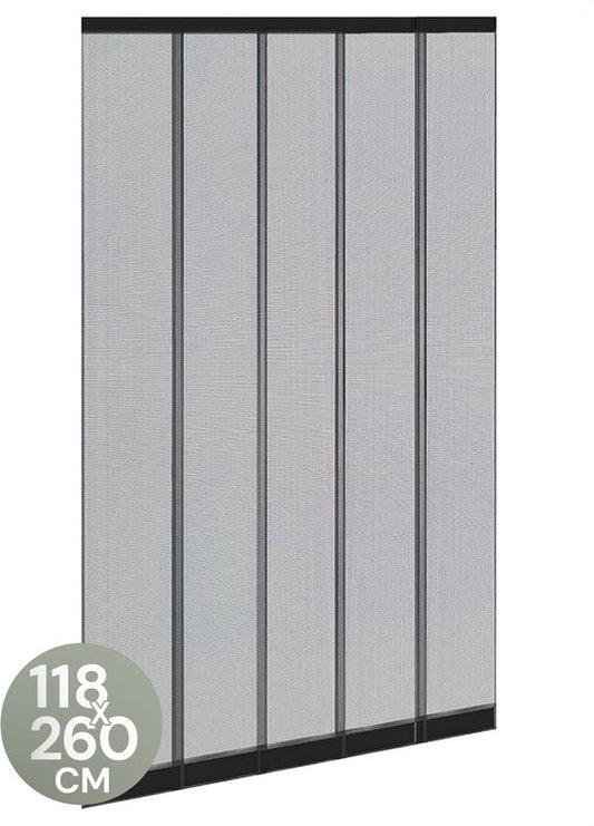 O'DADDY® Fliegengitter Lamellenvorhang - 118x260 cm - Türvorhang - Türtür - Verstellbares Design - Fiberglas - Türgitter Schwarz