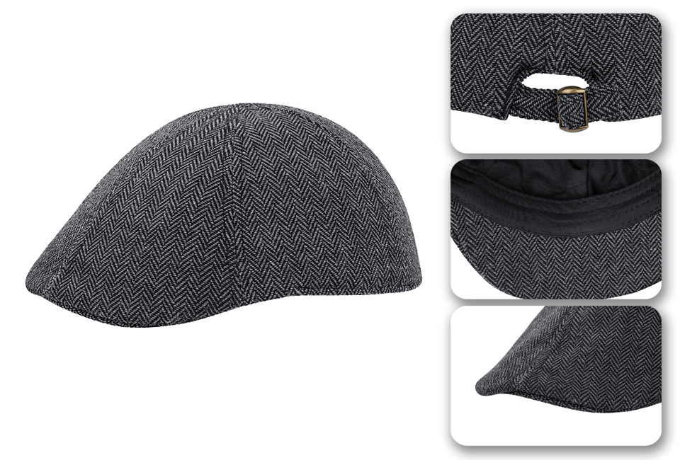 Milanoro Flat Cap in Grau - Stilvolle Wollmischung für kalte Tage - Zeitloses Fischgrätenmuster