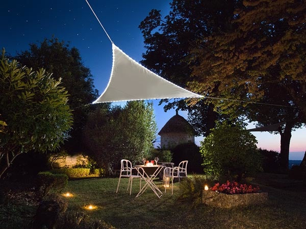 Perel Solarsegel mit Led-Randbeleuchtung - Dreieck - 3.6 X 3.6 X 3.6 M - Taupe