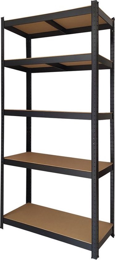 BRASQ Regalschrank Schwarz 2er Set - Metall Lagerregal - Speisekammer - Wandschrank - Lagerregal 180x90x40 - 5 Lagen - 175 KG pro Fachboden - max 875 KG