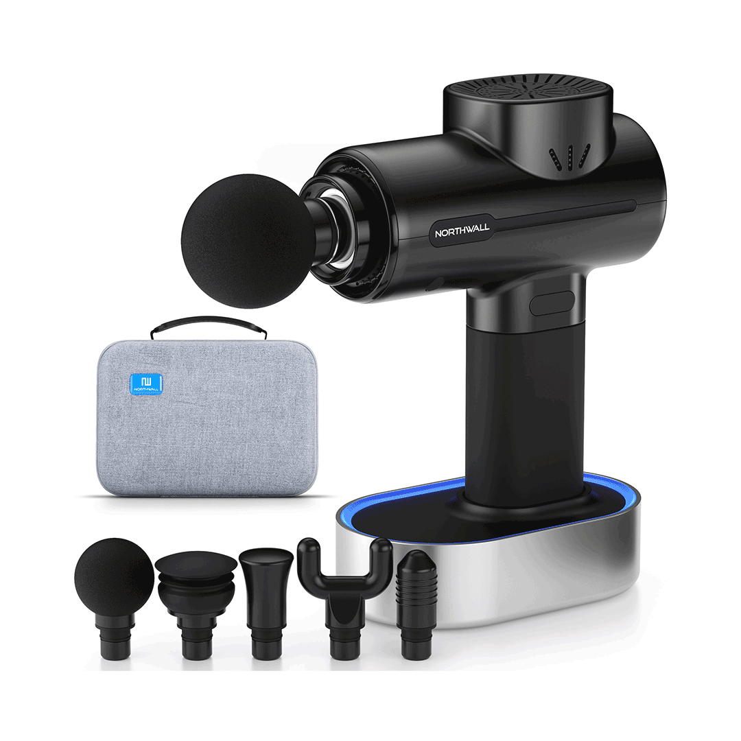 NorthGun Pro Massagepistole – Muskelmassagegerät zur Regeneration – Inkl. Ladestation – Schwarz