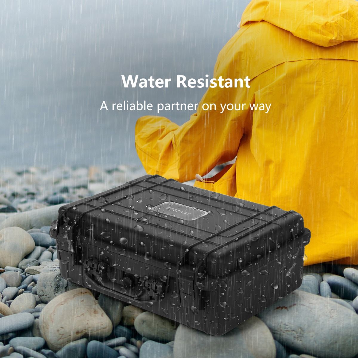 Coast Wasserdichte Kameratasche – Hartschalenkoffer – anpassbarer Schaumstoff – schwarz 47 x 37 x 18 cm