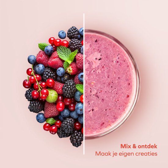 KitchenBrothers Mini Mixer - Mixer zum Mitnehmen - Smoothie Maker - 2 To-Go Becher 600 ml - Schwarz