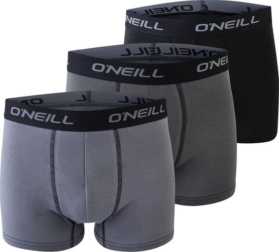 O'Neill Herren Boxershorts Trunks 900003 Solid Grau/Schwarz 3er-Pack - Größe S