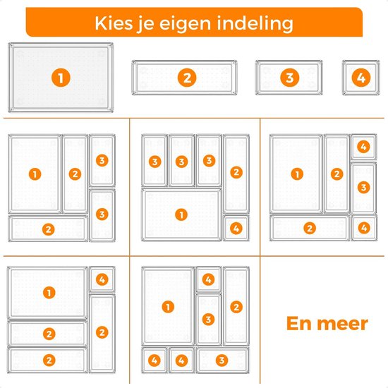 Posity Drawer Organiser - 25 Stück - Organizer Trays - Drawer Trays - Storage Trays - Make-up Organizer - Für Küche, Bad & Büro - Kunststoff - Transparent