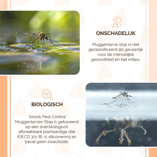 Knock Pest Control Mosquito Larvae Stop 50 ml - Mittel zur Bekämpfung von Mückenlarven - Geeignet für die Behandlung von stehendem Wasser - Teich und Aquarium - Wirksame Wirkung für bis zu 4 Wochen