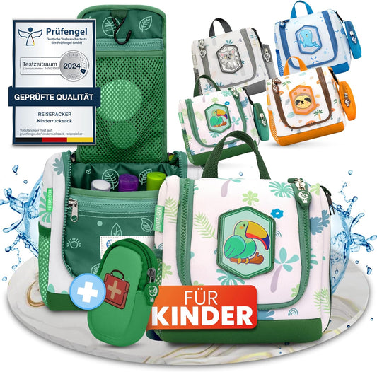 REISERACKER Kulturbeutel für Kinder - 21 x 9 x 18 cm - grün