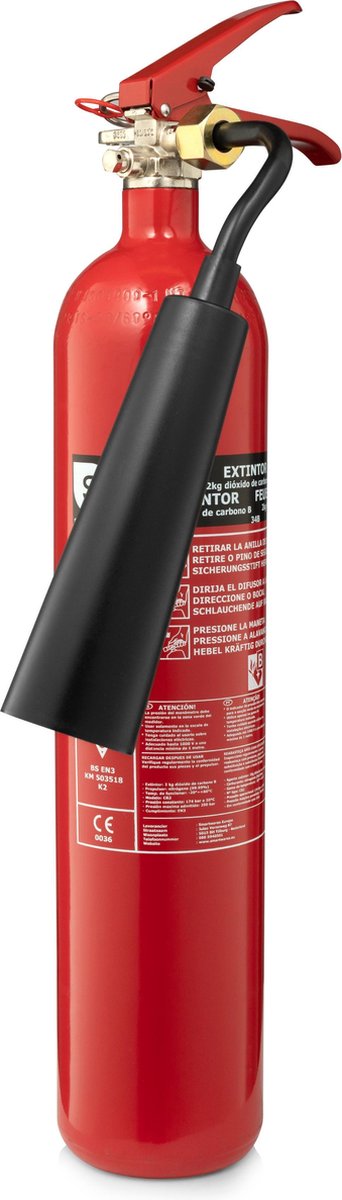 Smartwares FEX-15621 - CO2 Feuerlöscher 2kg - Inkl. Halterung - Brandklasse B - BSI zertifiziert