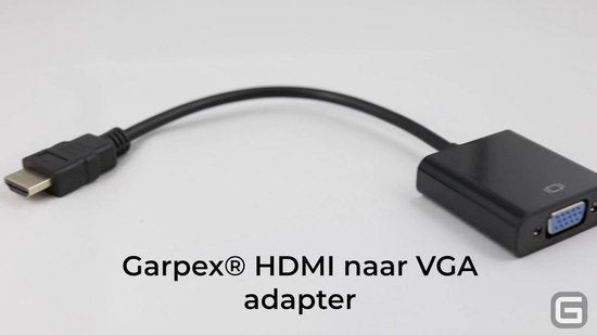 Garpex - HDMI zu VGA Adapter - Full HD 1080P - Stecker zu Buchse - Extra Display - Schwarz