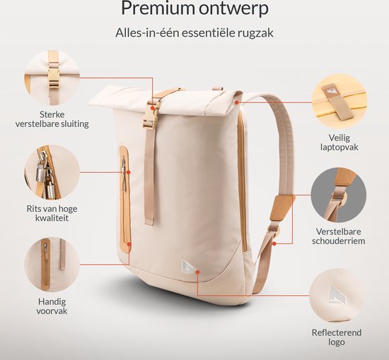 NOHRD Rolltop Rucksack mit Laptopfach - 20 bis 40 Liter - Laptoptasche 15.6 Zoll - Schulranzen - Laptoprucksack Damen & Herren