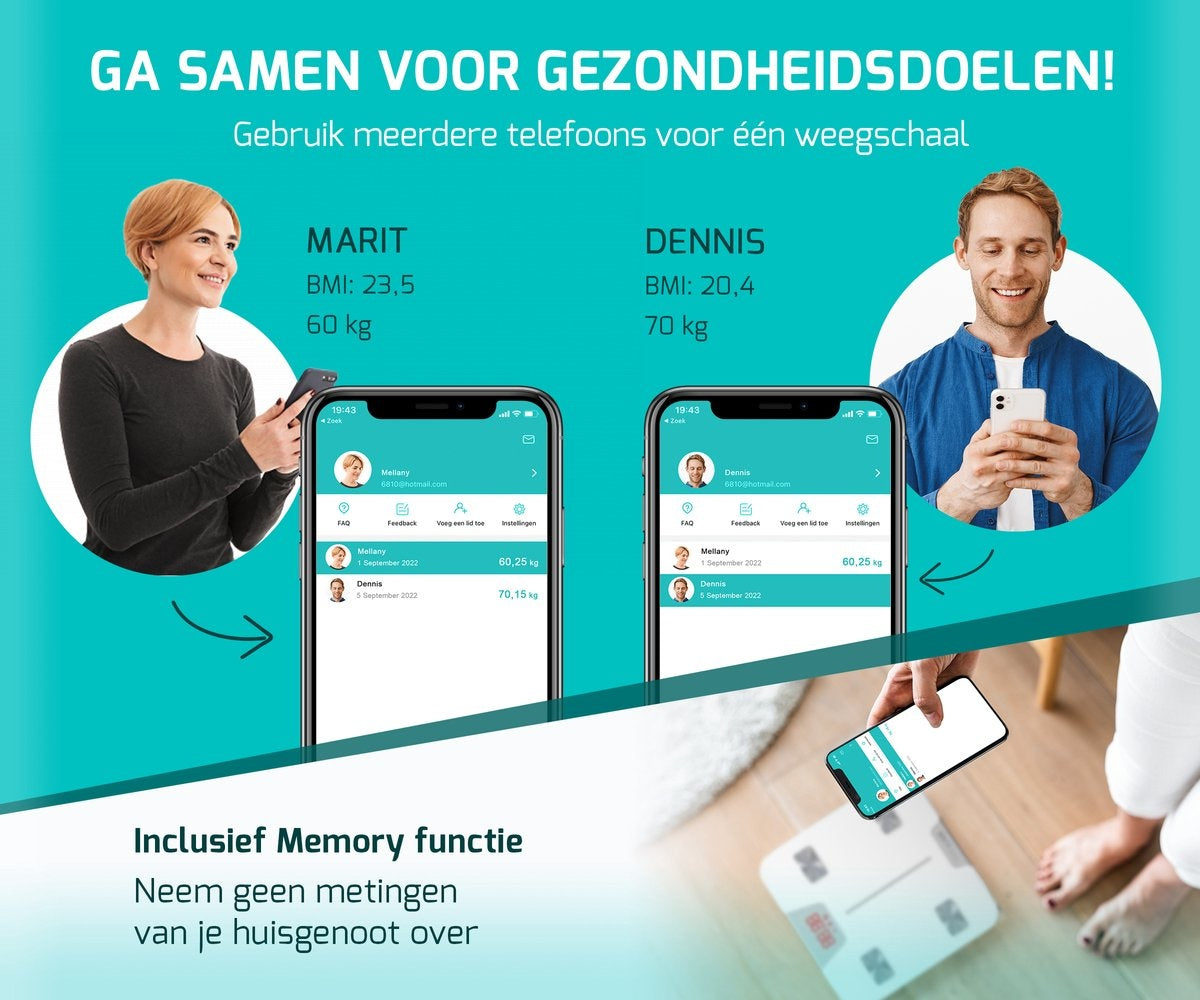 FITAGE Smart Scale mit 17-facher Körperanalyse - FITAGE App - Schwarz