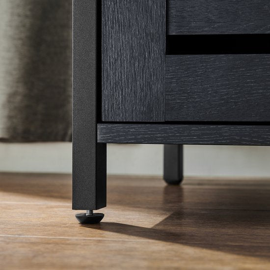 O'DADDYÂ® Nachttische industrial - Beistelltisch - Nachttisch mit Tür und Einlegeböden - 40 x 40 x 60 cm - schwarz/dunkelgrau