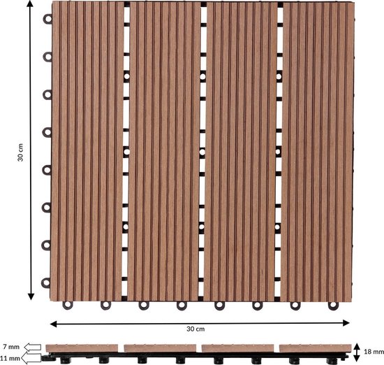 WPC-Terrassenfliese - Klassischer Einsatz 30x30cm - Terracotta