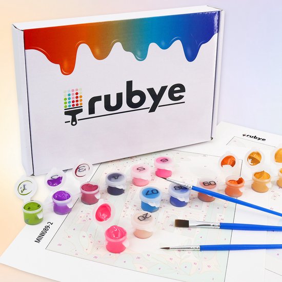 Rubye® Malen nach Zahlen Erwachsene - Gin Tonic - Cocktails - Inklusive Farbe und Pinsel - Leinwand Maltuch - Farbe nach Zahlen - Doppelset - 15x20cm