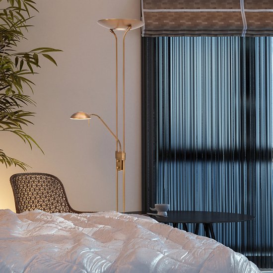 Steinhauer Olet - Classic LED dimmbare Stehleuchte | Stehleuchte mit Dimmer mit Leseleuchte - 1 Licht - H 1800 mm - Bronze - Wohnzimmer | Schlafzimmer