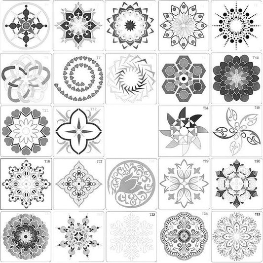 Happy Goods Mandala Punkt Malschablonen 24 Stück 13x13cm | Dotting Art | Dots - Bastelschablonen - Zeichenschablonen - Malschablonen