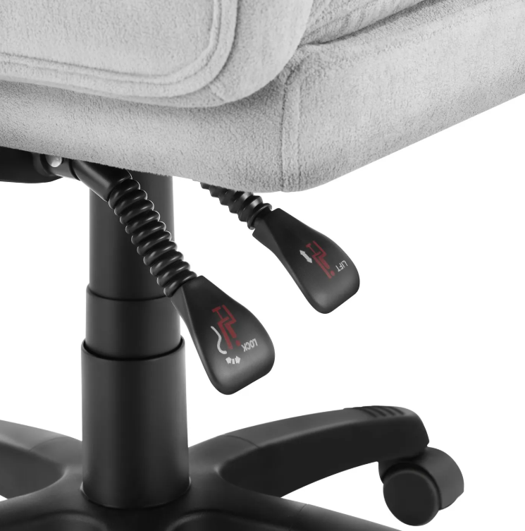 tectake Bürostuhl Jillien mit Fußstütze - Ergonomisch - Velours - Grau