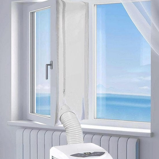 Klimaanlagen-Fensterabdichtung inklusive niederländischer Anleitung - Gegen Insekten - Transparent - 400cm