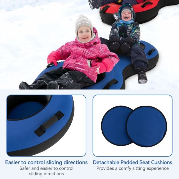Coast 2-Sitzer-Schneeschlitten - 200 cm - Mit Kordelzug - Blau