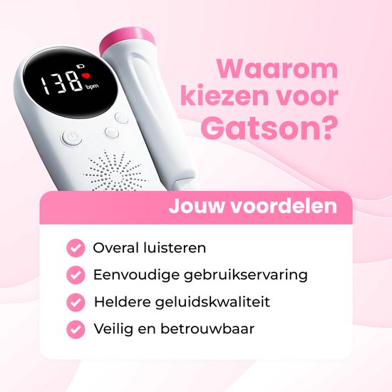 Gatson Doppler Plus - Inklusive E-Book, Doppler-Gel und Batterien - Doppler Baby - Baby-Herz-Monitor - Baby-Dusche-Geschenk - Schwangerschaft