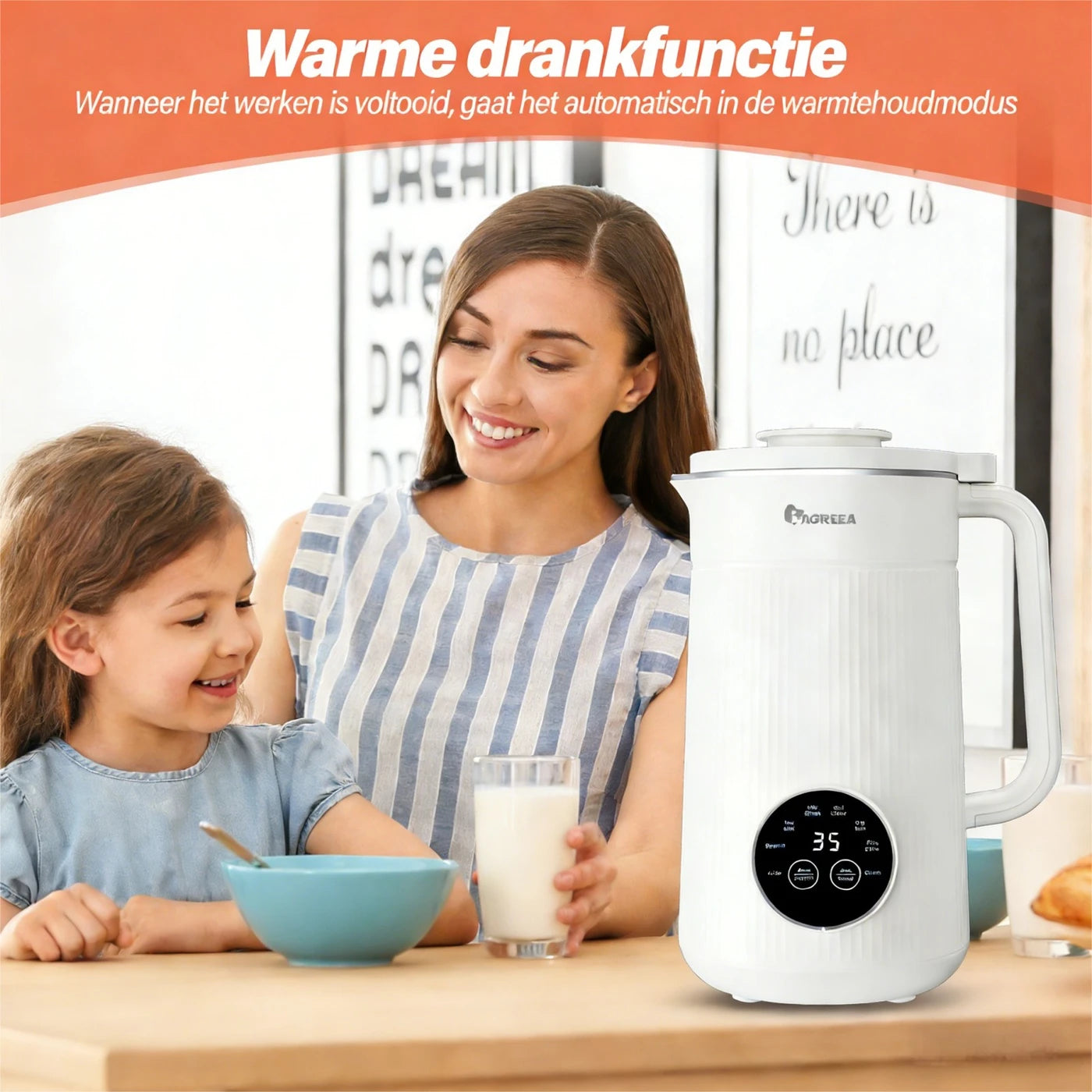 Iagreea Nussmilchbereiter 8-in-1 1000 ml – Soja- und Hafermilchbereiter mit Heizfunktion – Weiß
