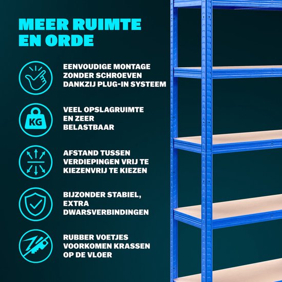 MONZANA 2x schraubenloser Regalschrank - 180x90x40cm Total 1750kg - Blau