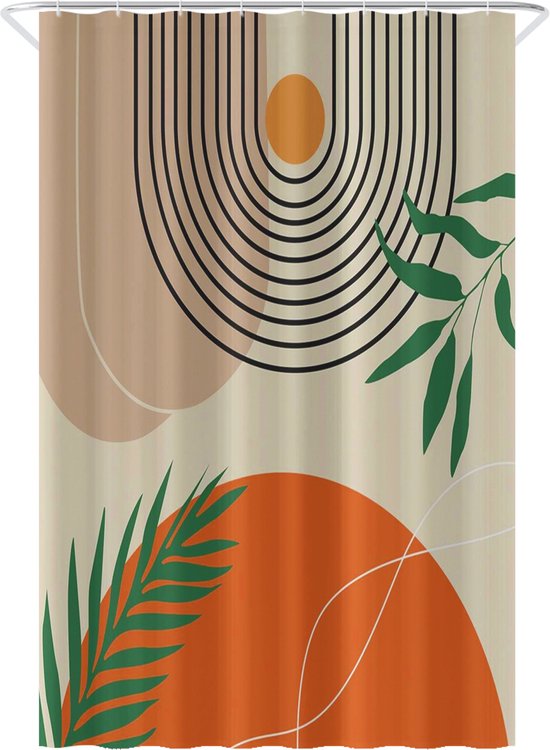 Loti Living Duschvorhang Anti-Schimmel - Strukturierte Kunst - Ringe enthalten - Wasserdicht - Polyester - Duschvorhang 120x200 cm
