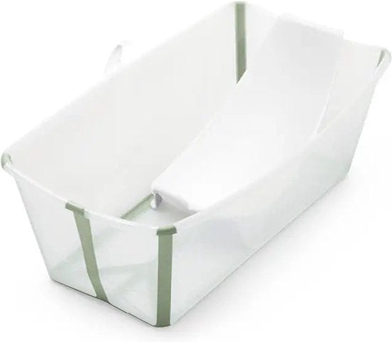 Stokke® Flexi Bath® X-Large-Set – Flexi Bath® XL + Newborn Support – Transparent grün