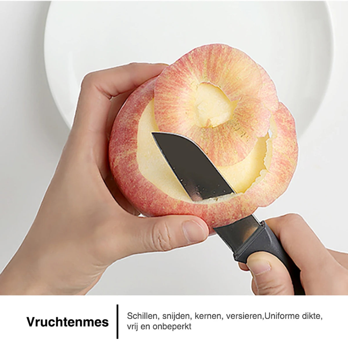 HuoHou Küchenmesserset mit Holzblock – 6-teilig – Edelstahl
