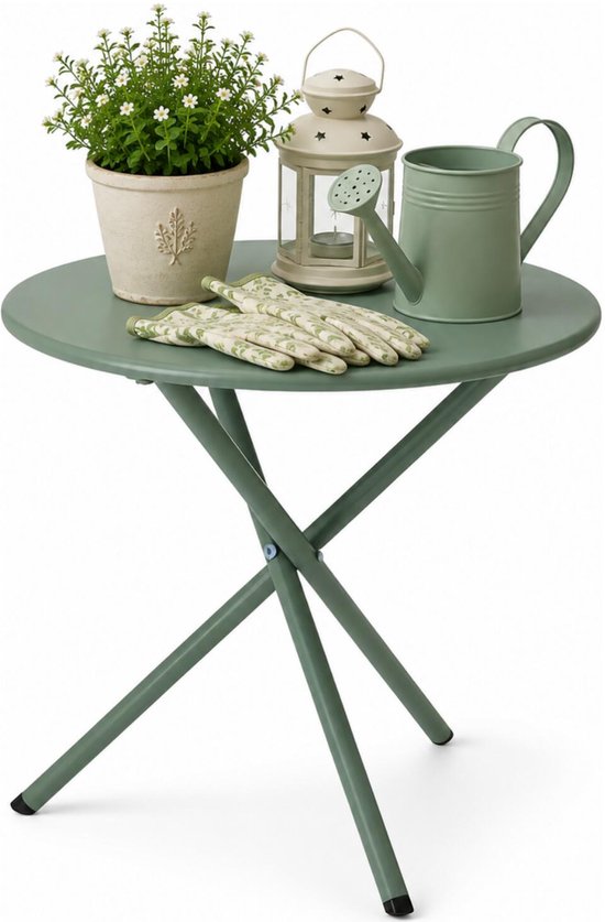 Ambiance Garten-Beistelltisch – grün – Metall – Durchmesser 48 cm – Höhe 48 cm – rund – Couchtisch
